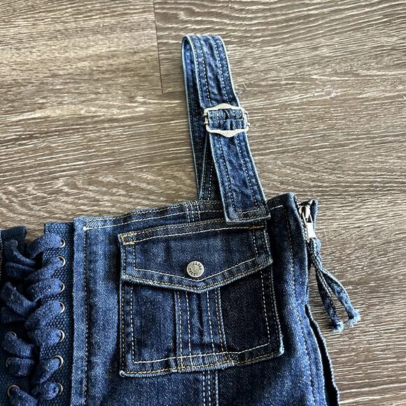 NWOT Jaded London Denim Corset Top Lace-Up Utility Pocket Y2K Jean Bustier US 6 - Picture 15 of 16